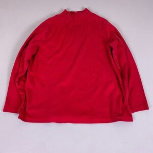Croft & Barrow Top Women's Plus Size 1X Red Mock Neck Long Sleeve Cotton Knit